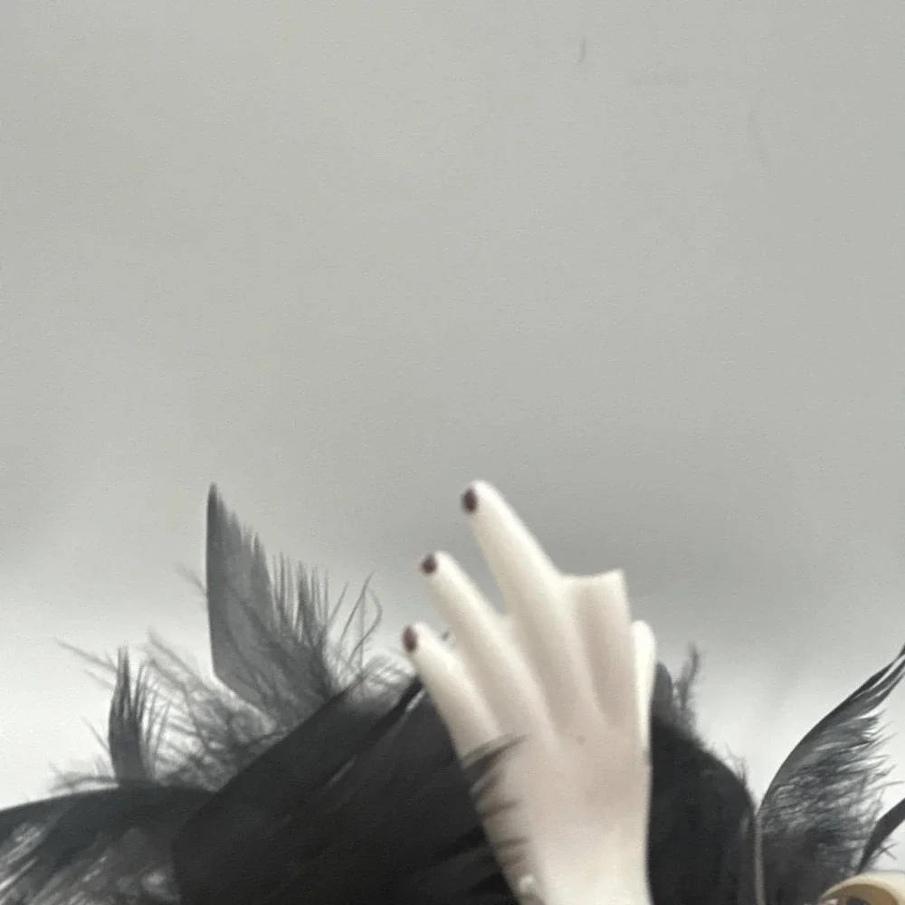 Silvestri Corp Porcelain Doll Gold Outfit Black Feather Collar Light Complexion